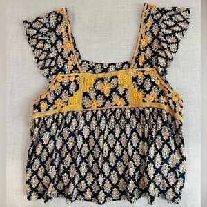 Free People Floral Embroidered Top